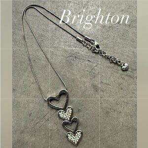 Brighton Fall in Love Multi Heart Silver Necklace w Swarkoski Crystals